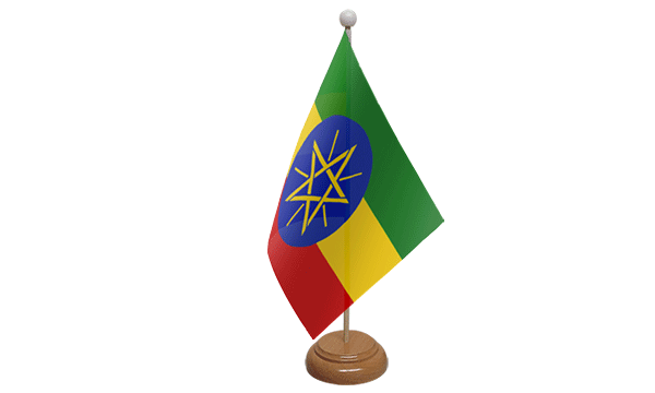 Ethiopia (with star) Small Flag with Wooden Stand